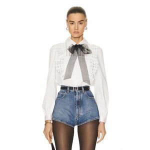 self-portrait Blouse White Neck Tie Long Sleeve